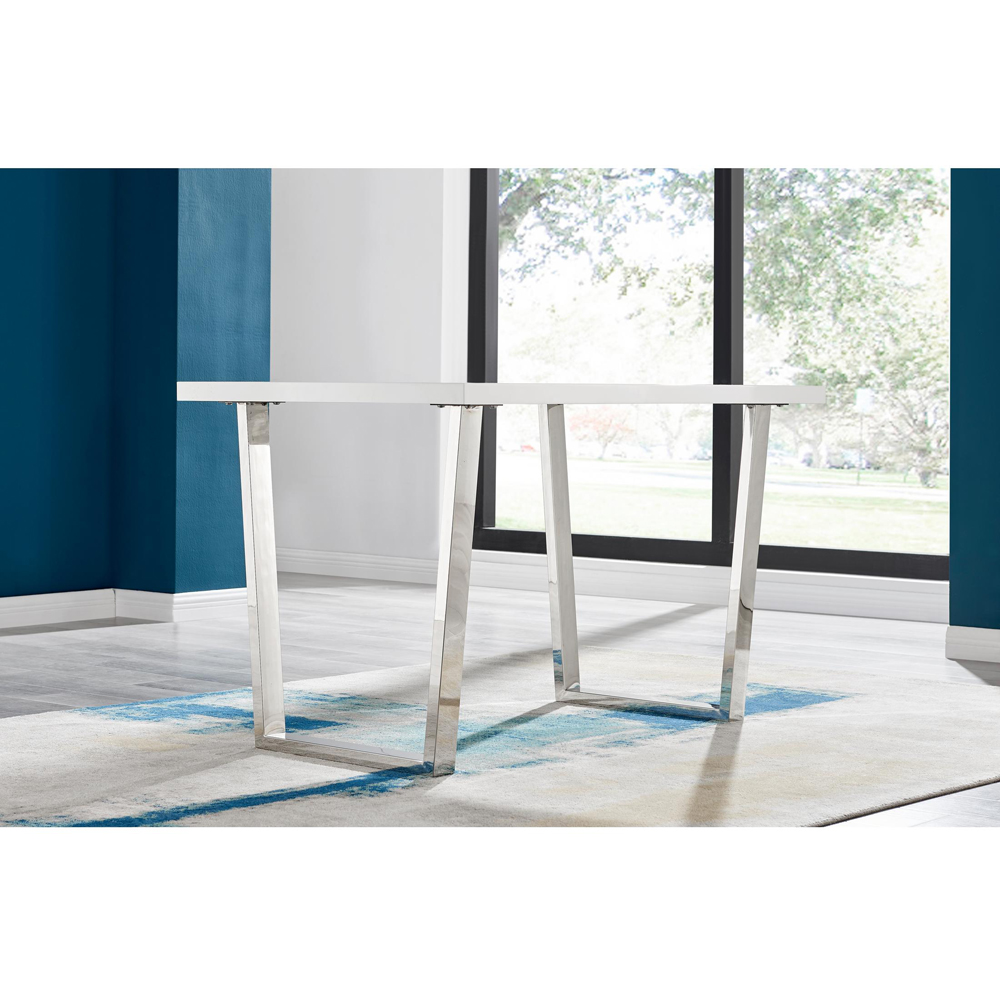 Furniturebox Solo 4 Seater White High Gloss and Chrome Dining Table Image 8