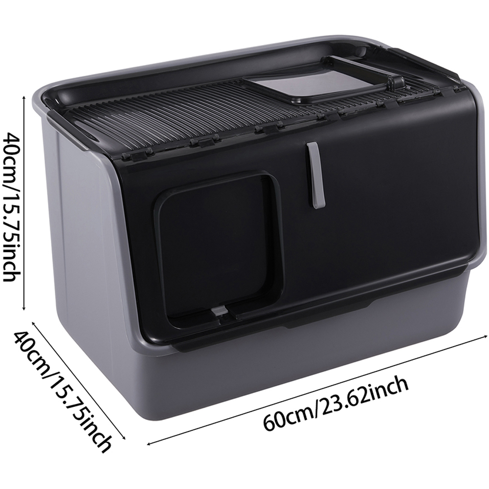 H&O Direct Black Enclosed Cat Litter Box with Anti Splash Top Image 7