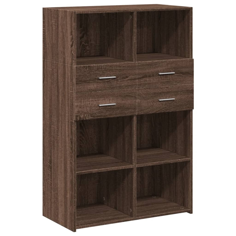 vidaXL 4 Drawer 6 Shelf Brown Oak Highboard Image 2
