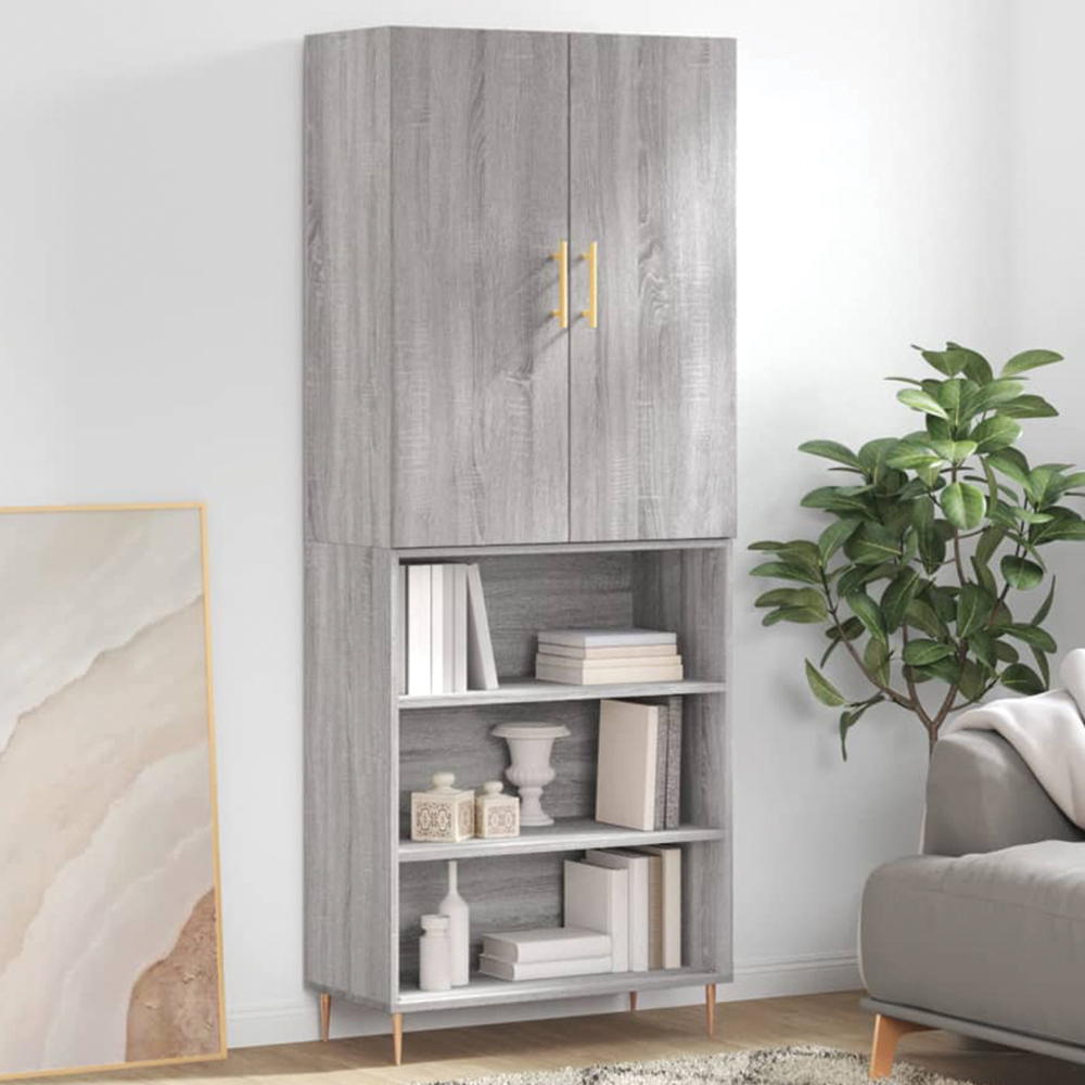 vidaXL 2 Door 3 Shelf Grey Sonoma Highboard Image 1