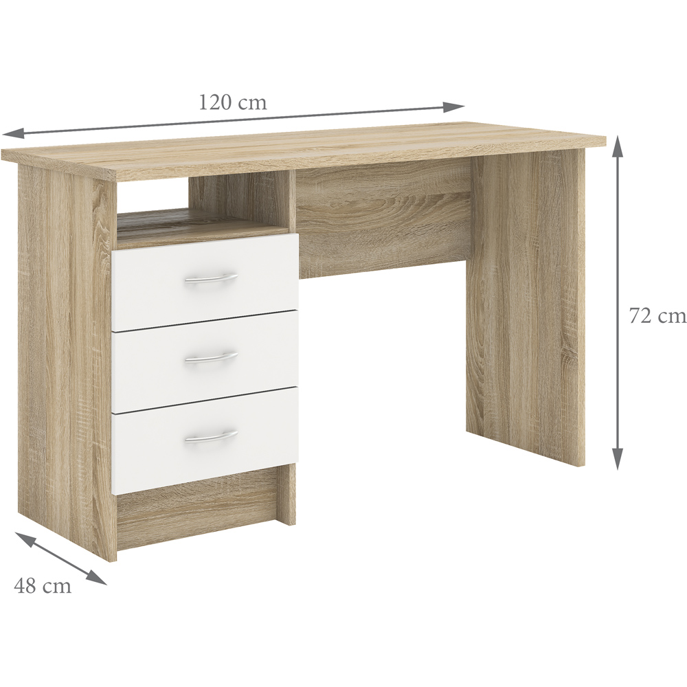Florence Function Plus 3 Drawer Desk White and Oak Image 9