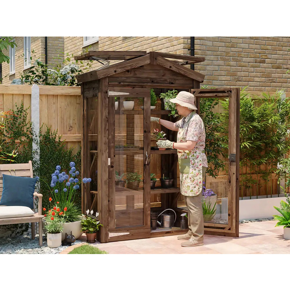 Dunster House Sprouthouse Brown Wooden 4 x 2ft Greenhouse Image 4