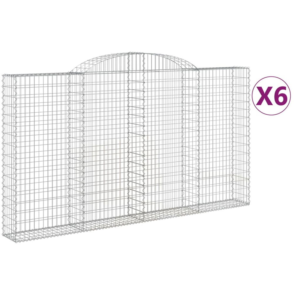 vidaXL Silver Galvanised Iron Arched Gabion Basket 300 x 30 x 160/180cm 6 Pack Image 4