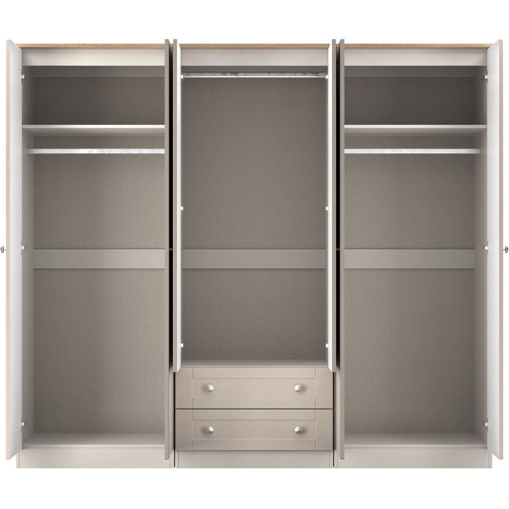 Crowndale Sussex 6 Door 2 Drawer Kashmir Ash and Bardolino Oak Tall Mirror Wardrobe Ready Assembled Image 6