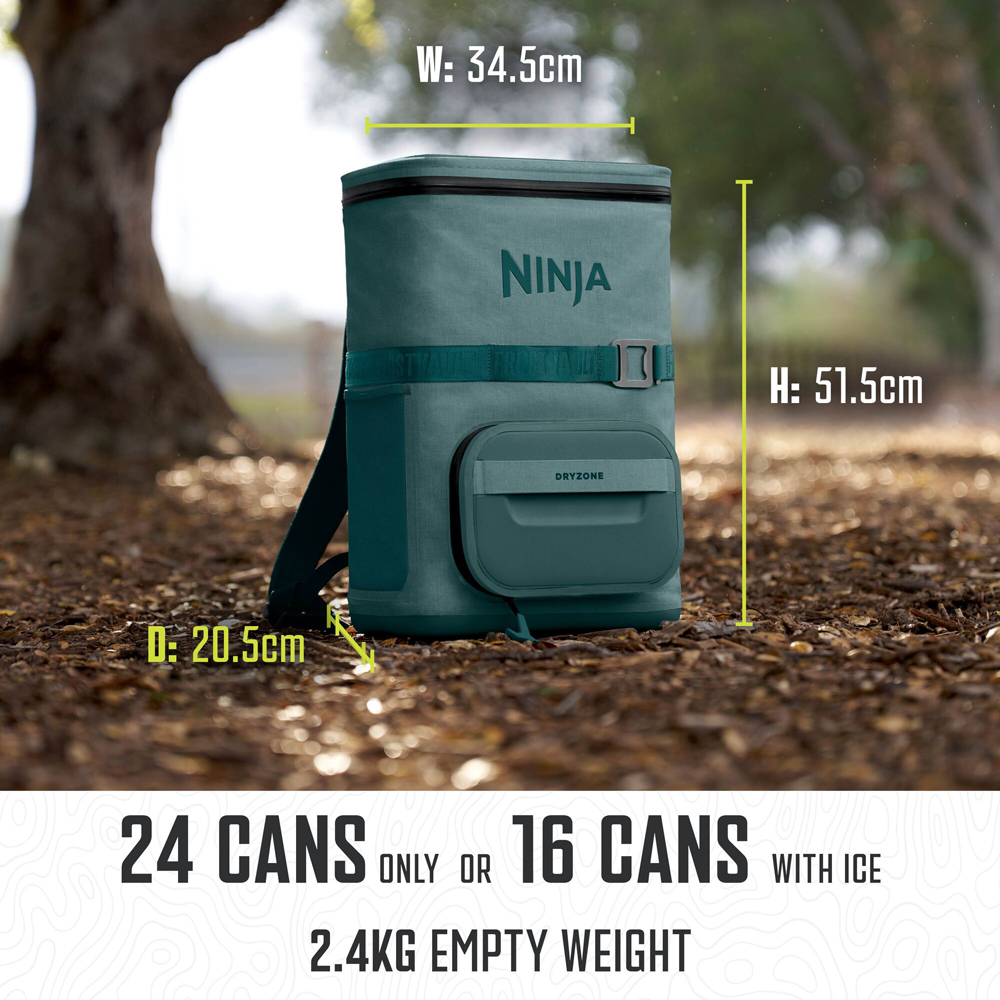 Ninja Outdoor FrostVault Go FF124EUUKTL Green 17L 24-Can Backpack Soft Cooler with Cold Dry Zone Image 7