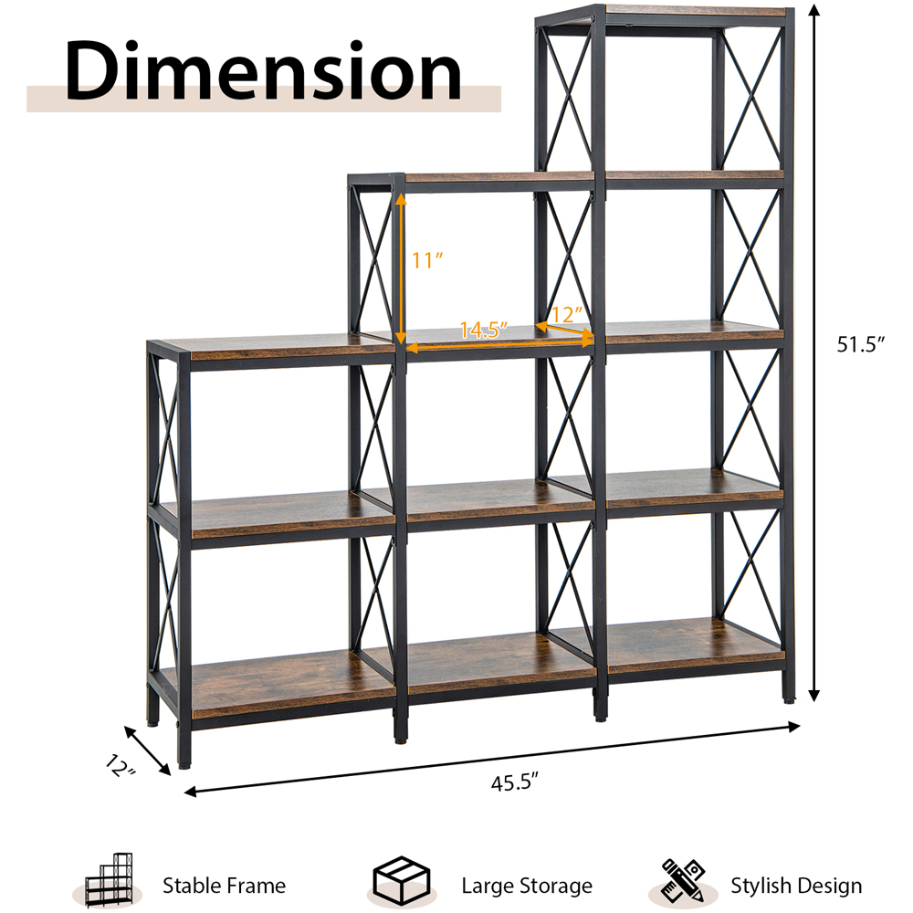 Costway 9 Cube Carbon Steel Brown Bookshelf Image 9