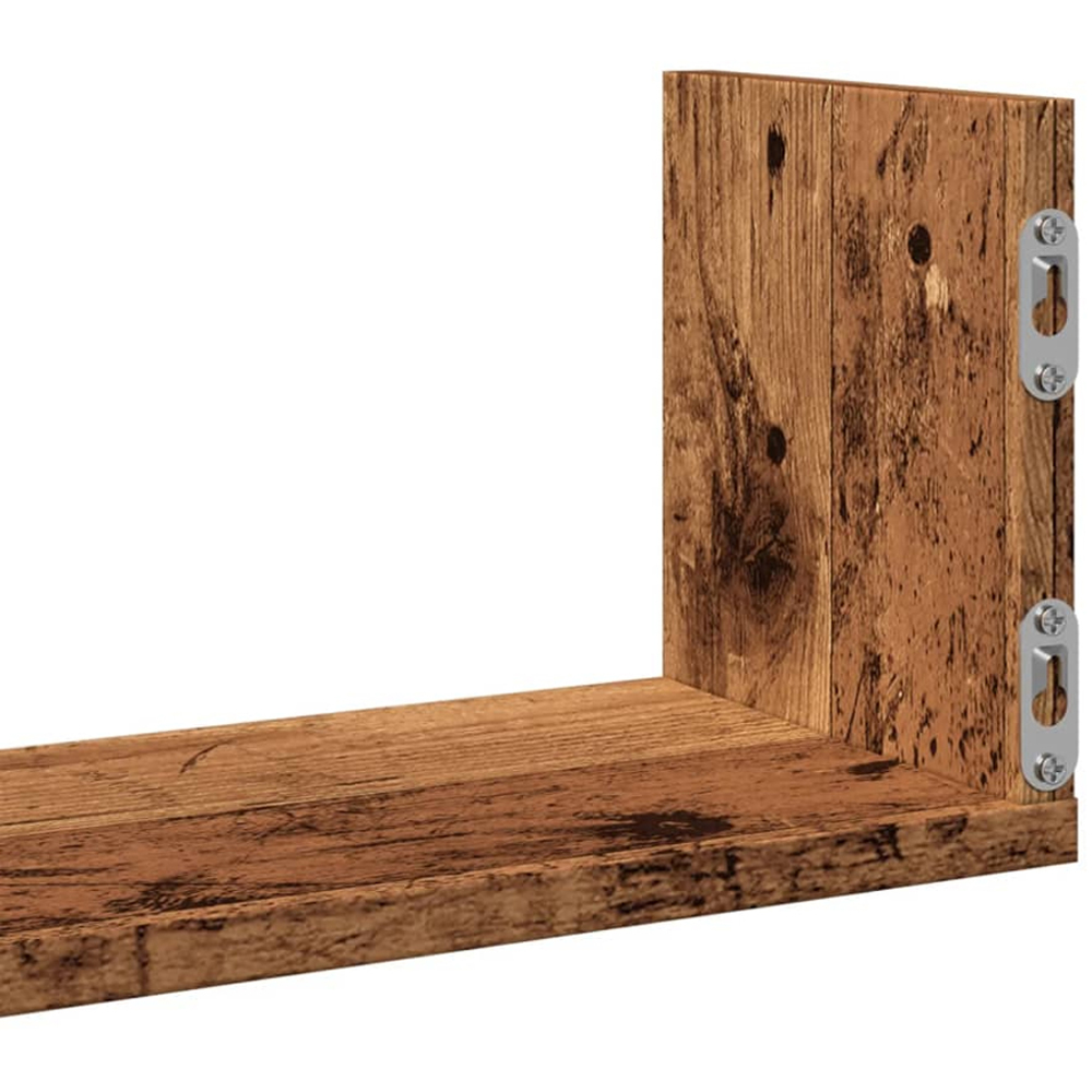 vidaXL 58 x 18 x 18cm Set of 3 Old Wood Wall Shelf Image 7