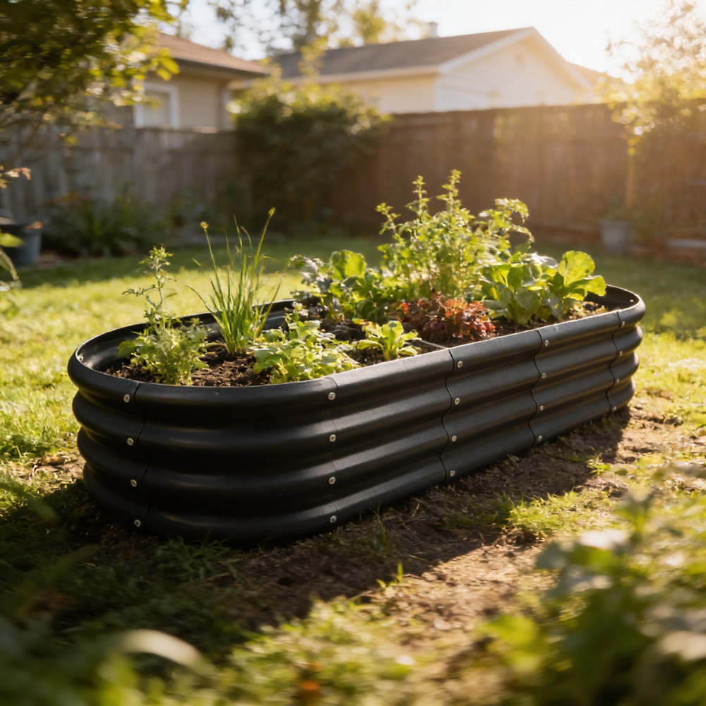 Harbour Housewares Anthracite Rounded Galvanised Steel Raised Garden Bed 120 x 60cm Image 2