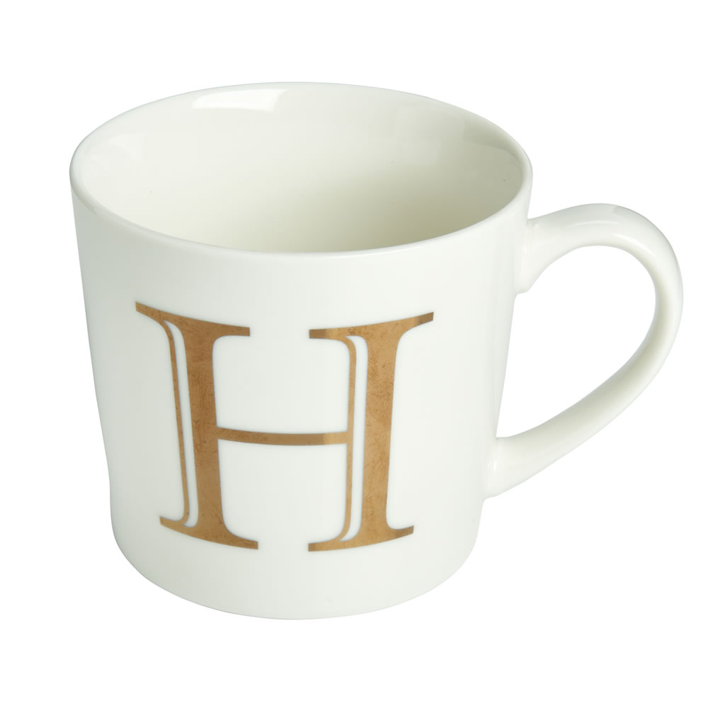 Wilko Gold Alphabet Mug - H Image