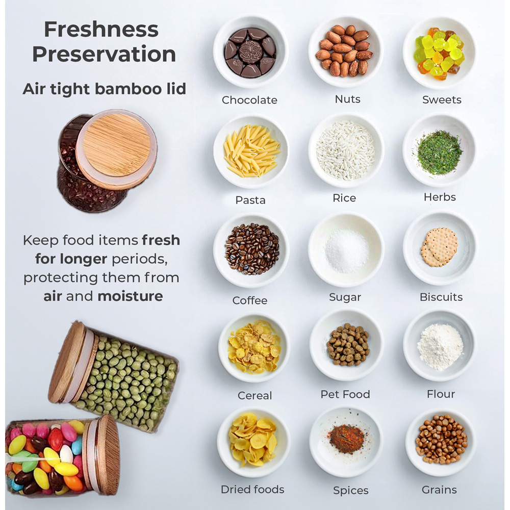 Neo Airtight Bamboo Lid Glass Storage Jar 6 Pack Image 7