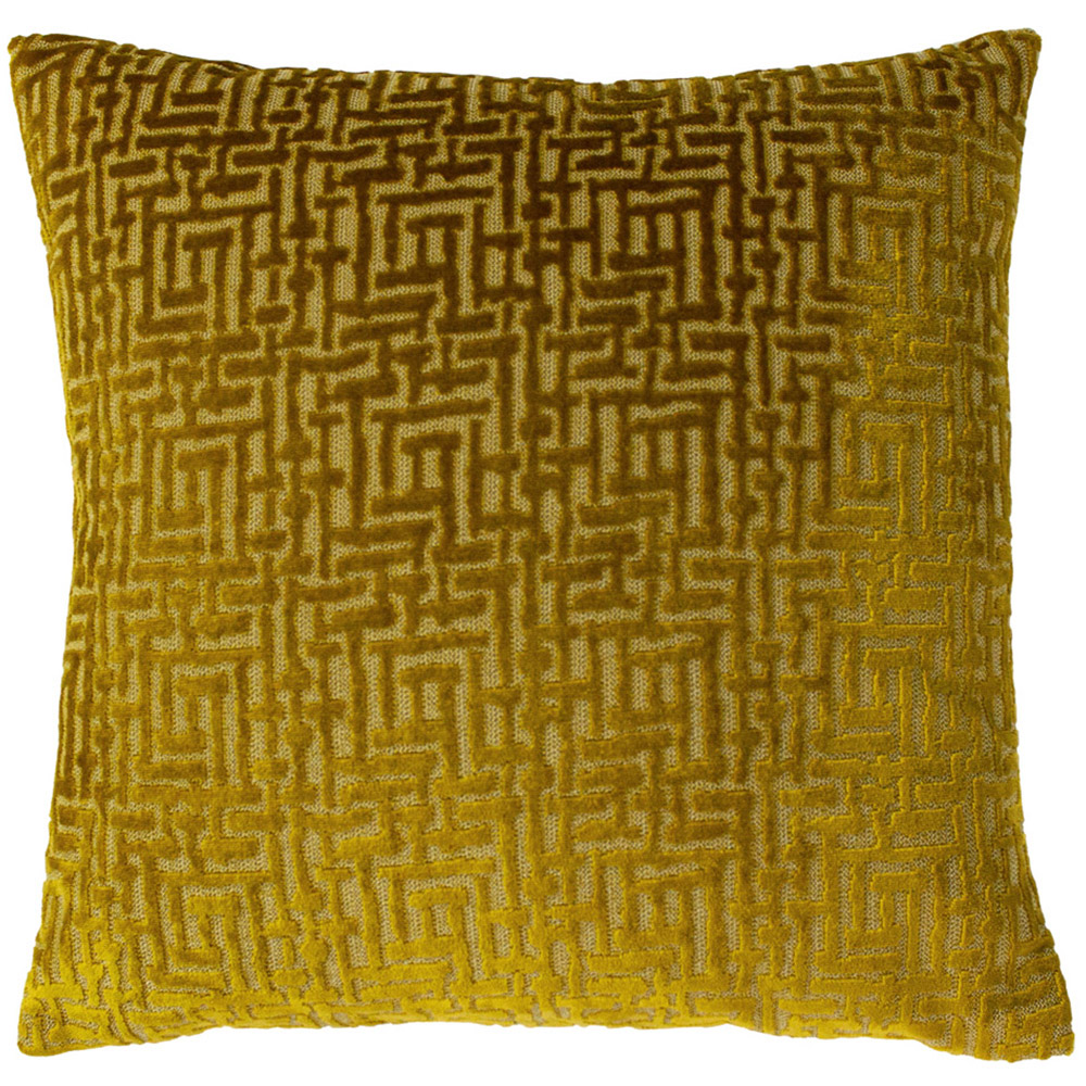 Paoletti Delphi Gold Velvet Jacquard Cushion Image 1
