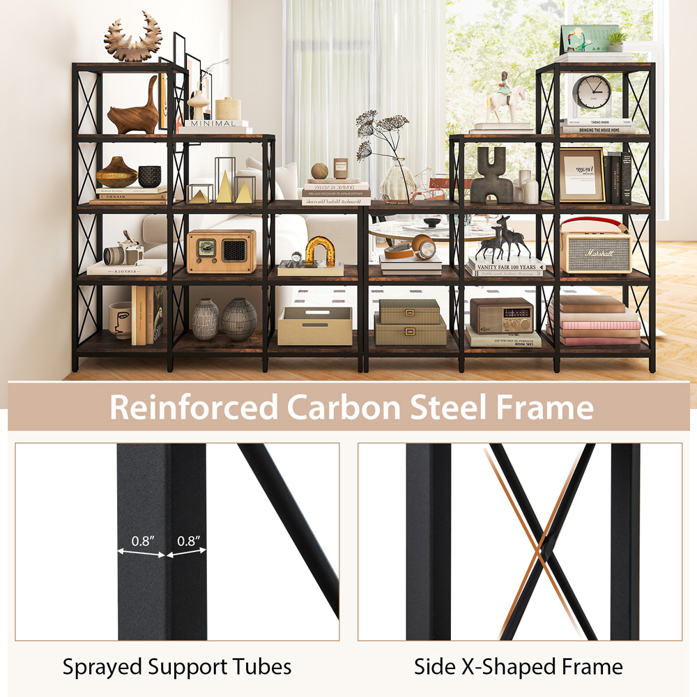 Costway 9 Cube Carbon Steel Brown Bookshelf Image 6