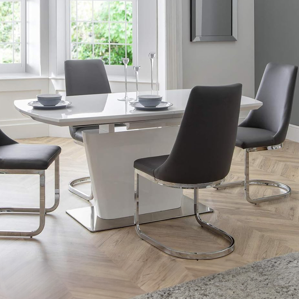 Julian Bowen Como 4 Seater Grey High Gloss Table Set Image 1