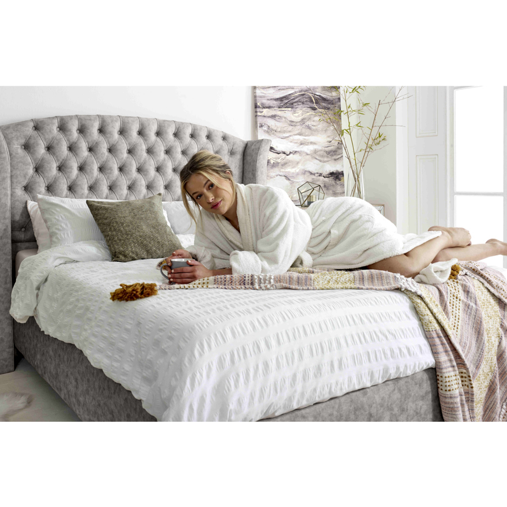 Eleganza Roseland Super King Size Silver Oakland Fabric Bed Frame with Chesterfield Headboard Image 4