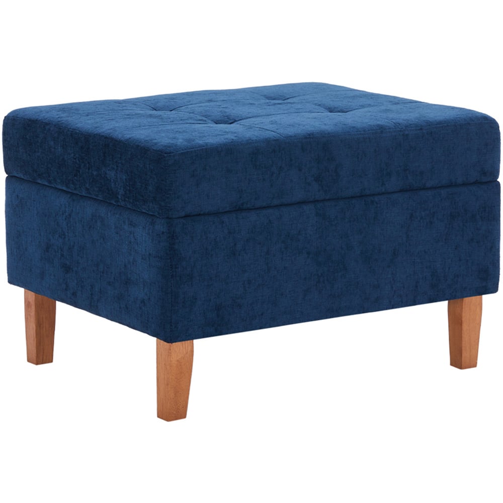 Living and Home Blue Chenille Ottoman Stool Image 2