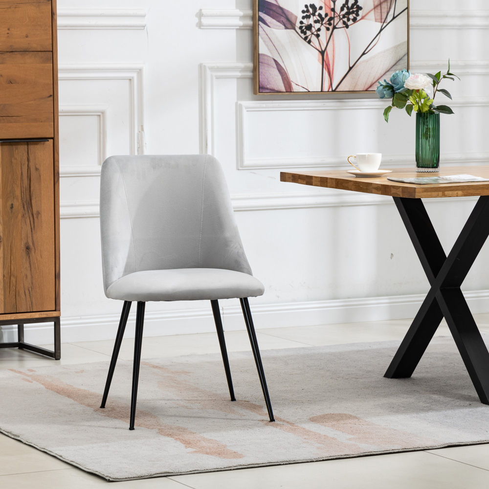 Artemis Home Morandi Set of 2 Silver Velvet Dining Chair Image 6