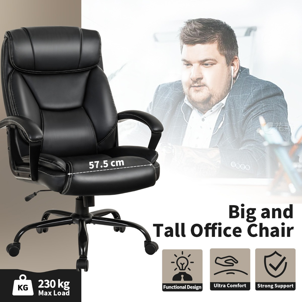 Costway Black PU Leather Executive Office Chair Image 6