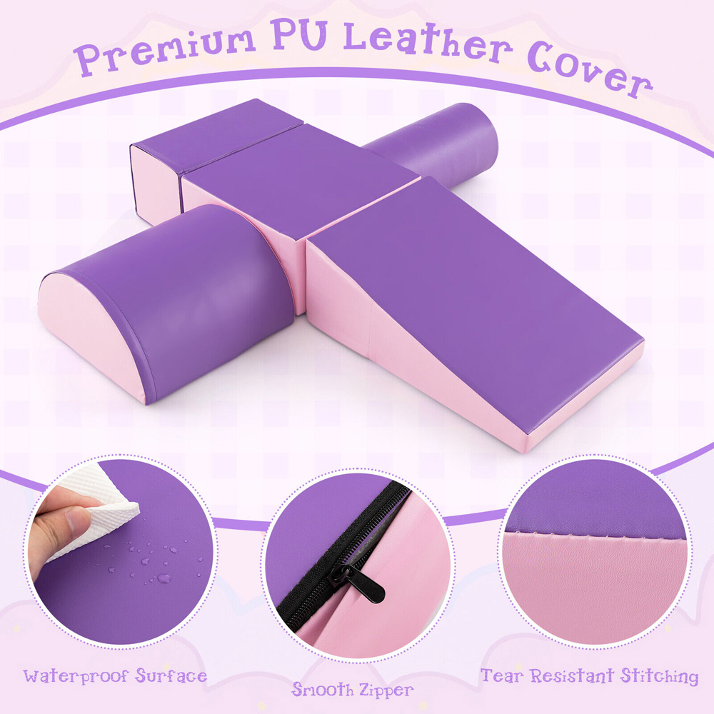 Costway Purple Kids Soft Climb and Crawl Playset 5 Piece Image 6