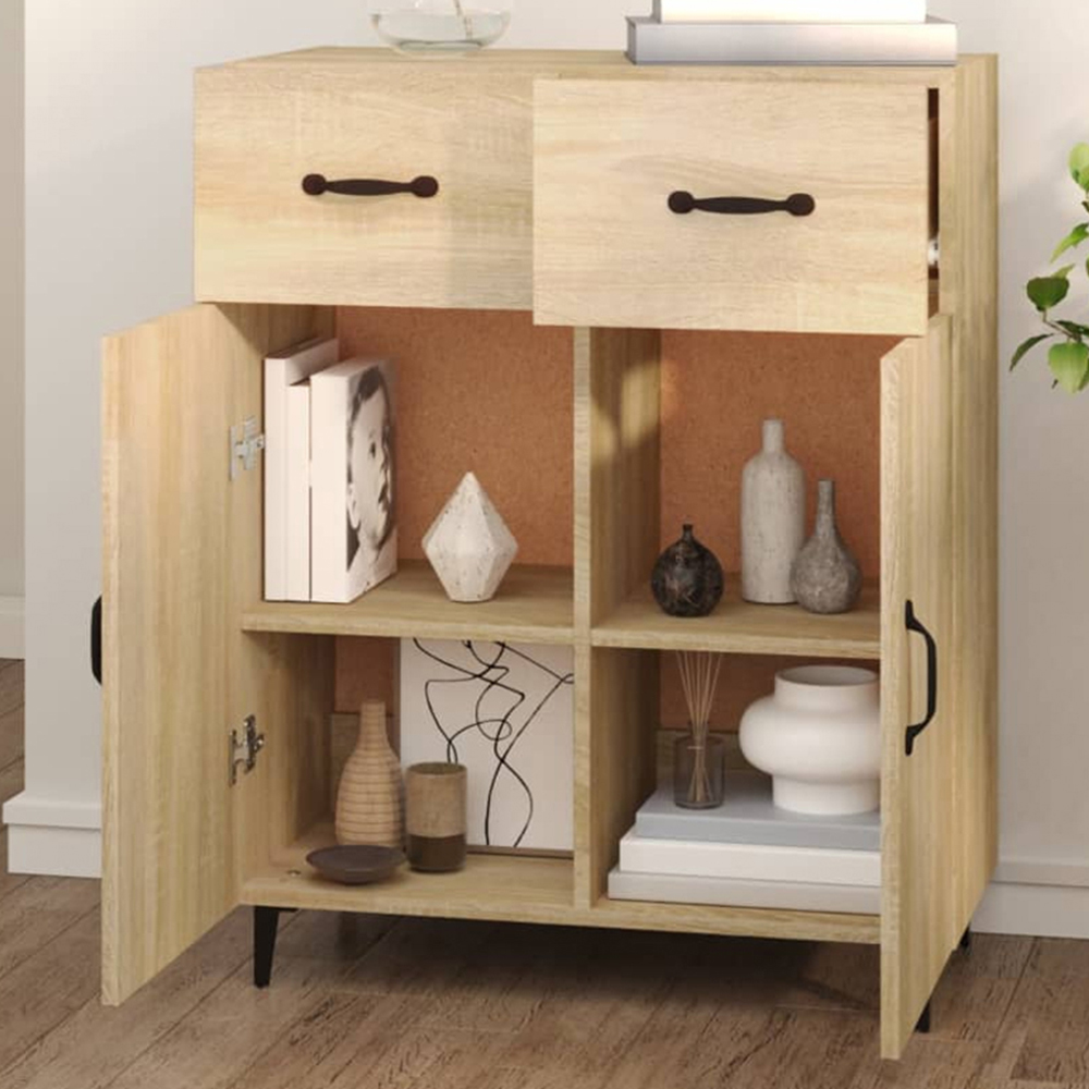 vidaXL 2 Door 2 Drawer Sonoma Oak Sideboard Image 1