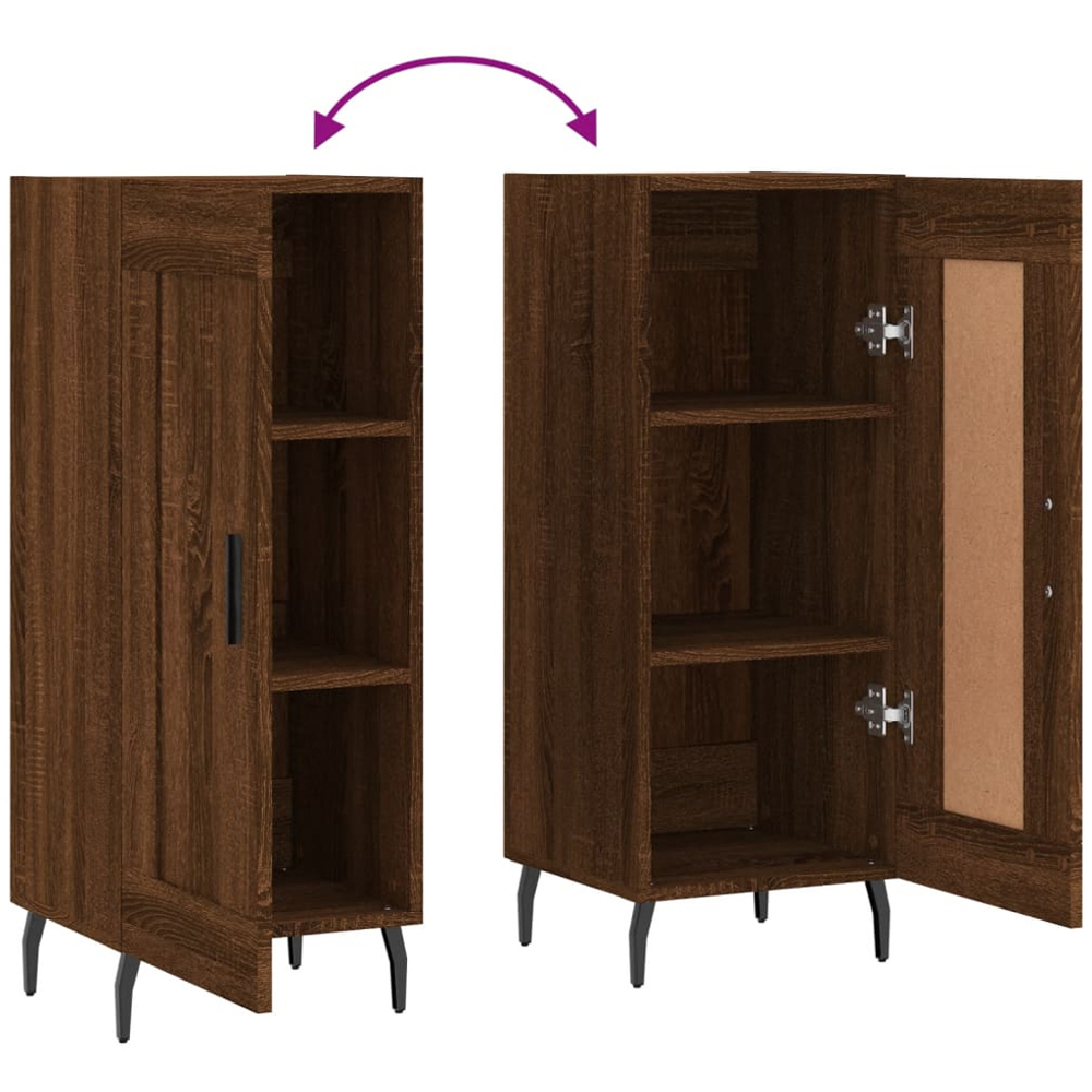 vidaXL Single Door Brown Oak Sideboard with Metal Legs Image 9