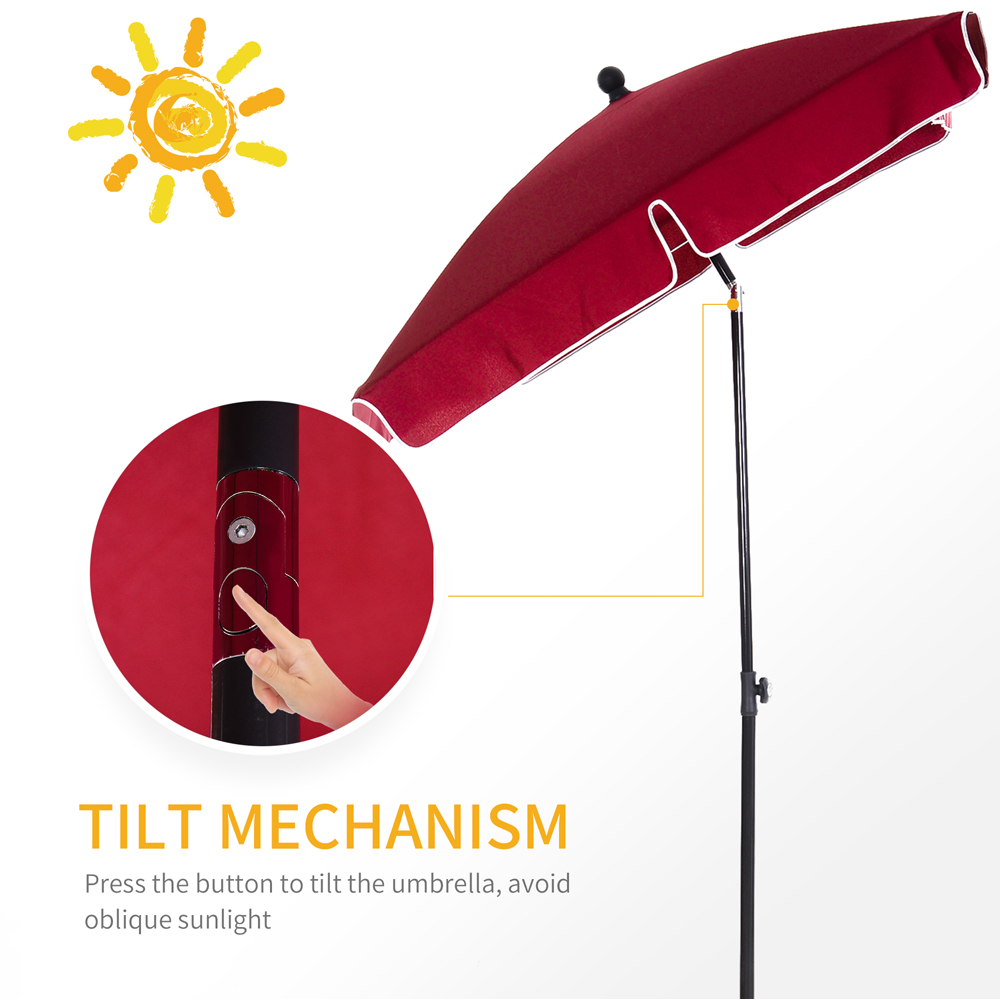 Outsunny Red Tilting Parasol 2 x 1.25m Image 6