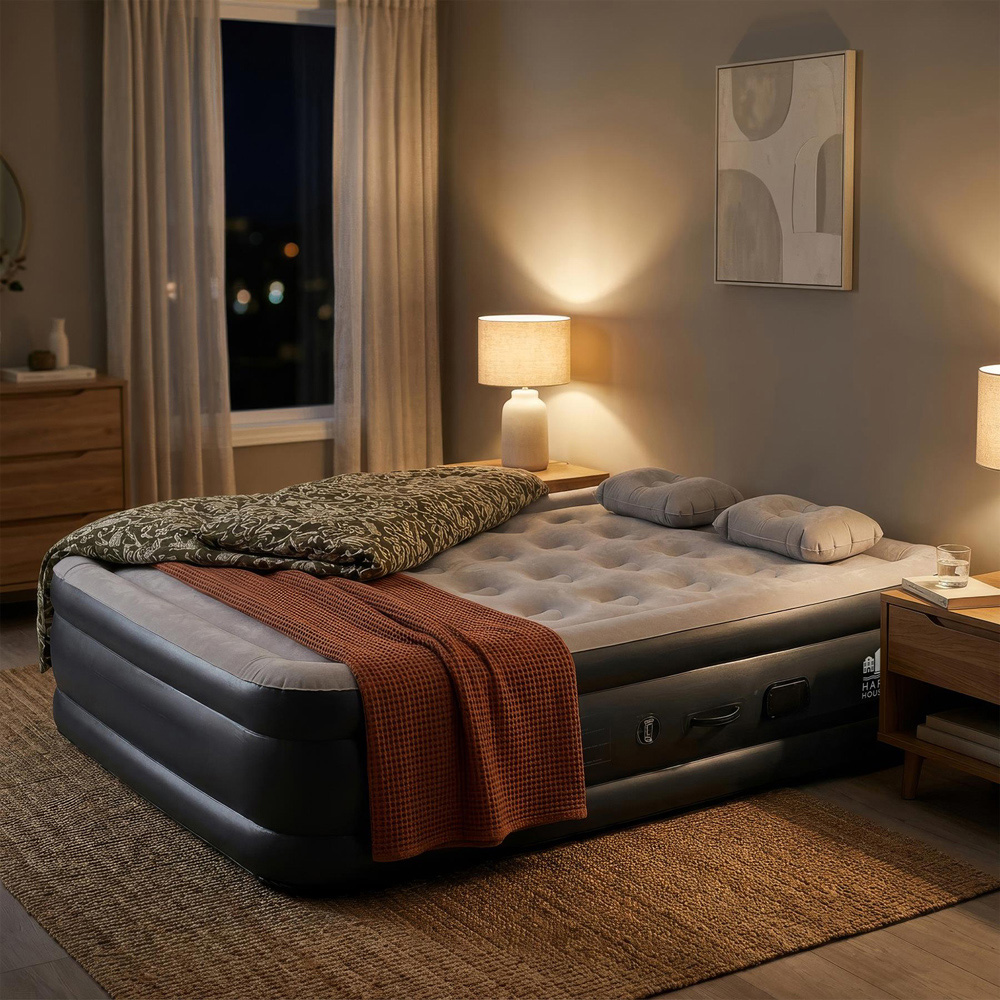 Harbour Housewares Double Black and Grey Airbed with Built-in Electric Pump Image 2