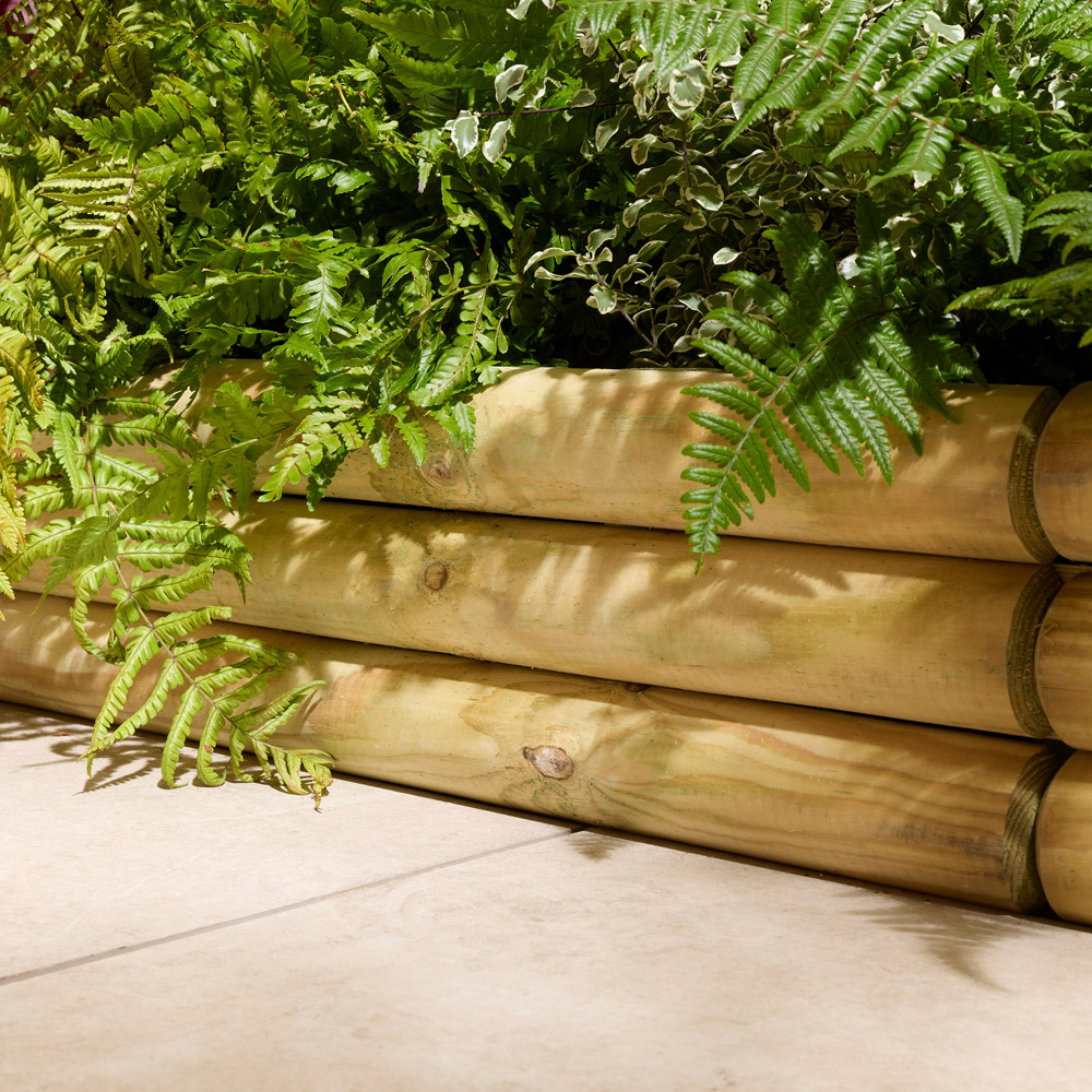 Rowlinson 18 x 100cm 2 Pack Horizontal Half-Round Log Lawn Edging Image 5