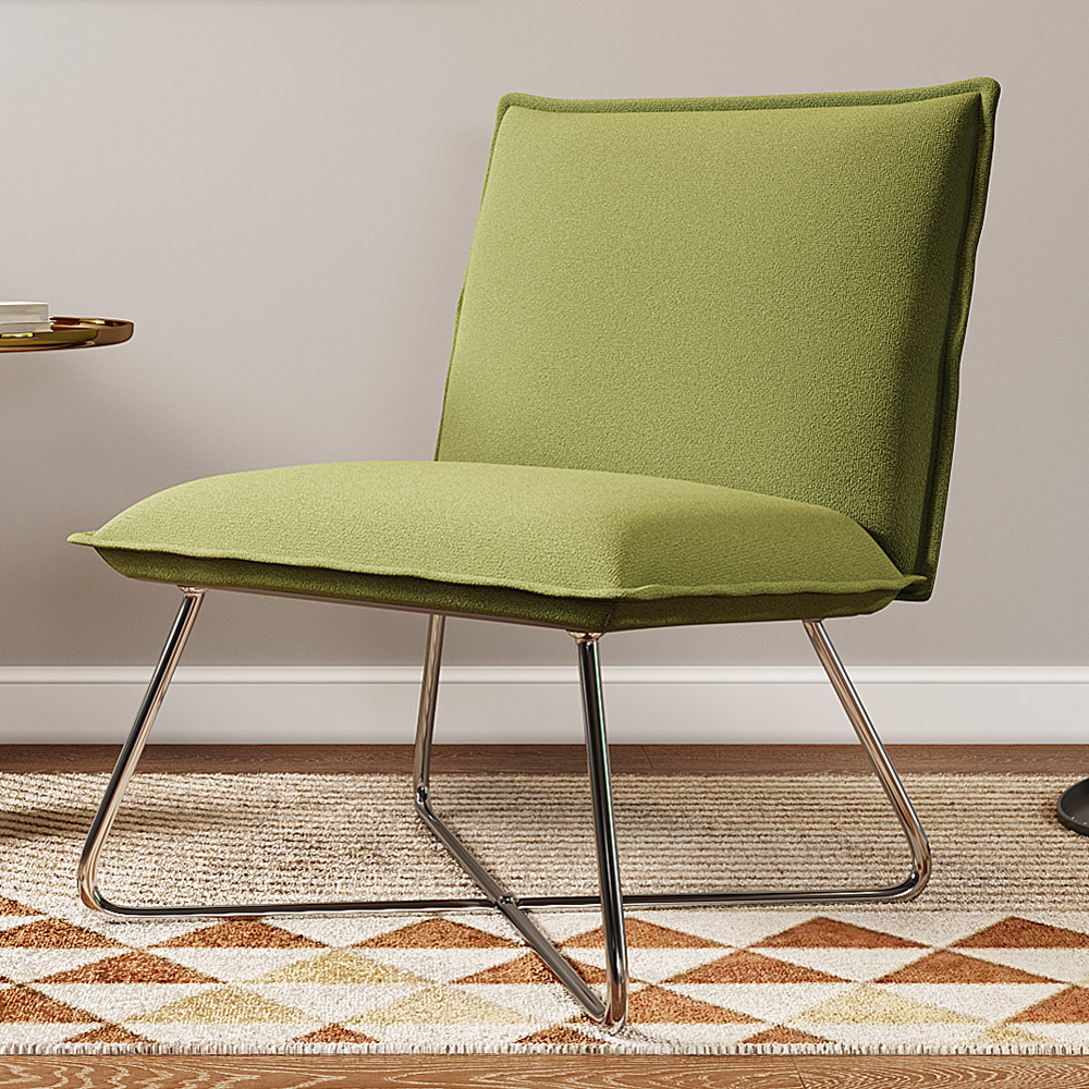 Living and Home Modern Green Linen Accent Chair Image 1