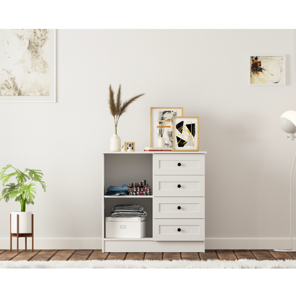 Evu DAISY Single Door 4 Drawers White Sideboard Image 7