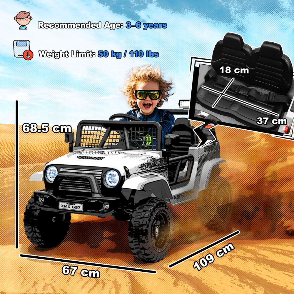 Tommy Toys White Kids Electric Truck with Suspension Ride On Car 12V Image 9