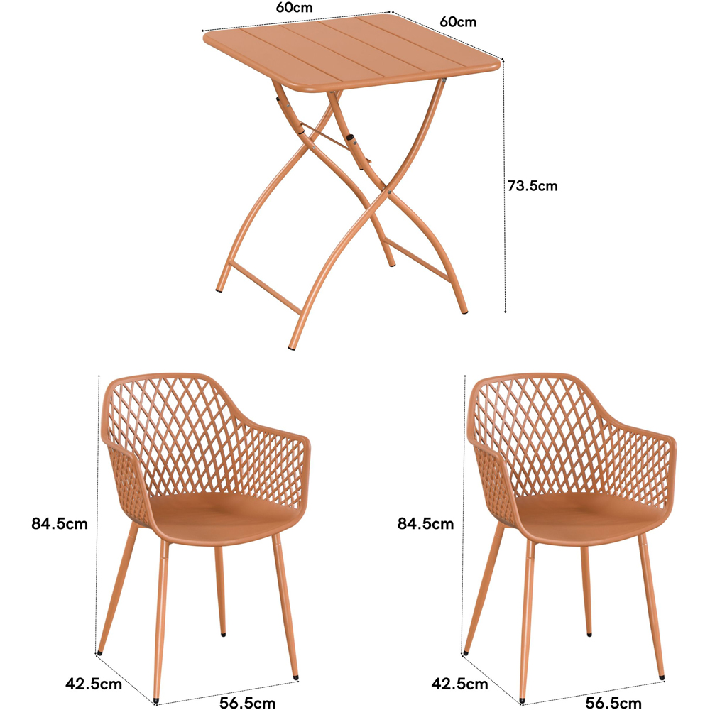 Core Products 2 Seater Terracotta Lattice Design Square Metal Foldable Table Garden Bistro Set Image 8