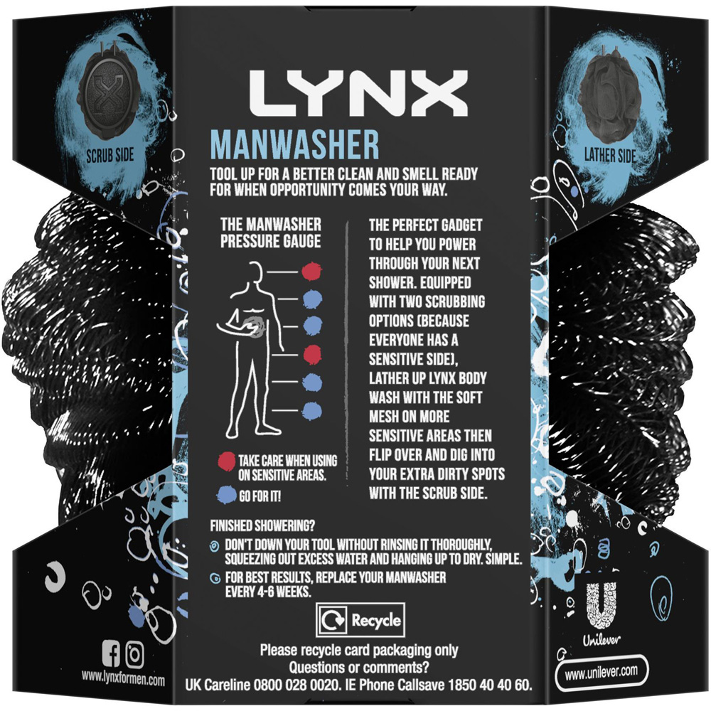 Lynx Excite 12H Refreshing Shower Gel with Manwasher 2-Sided Shower Tool 225ml 3 Pack Image 2