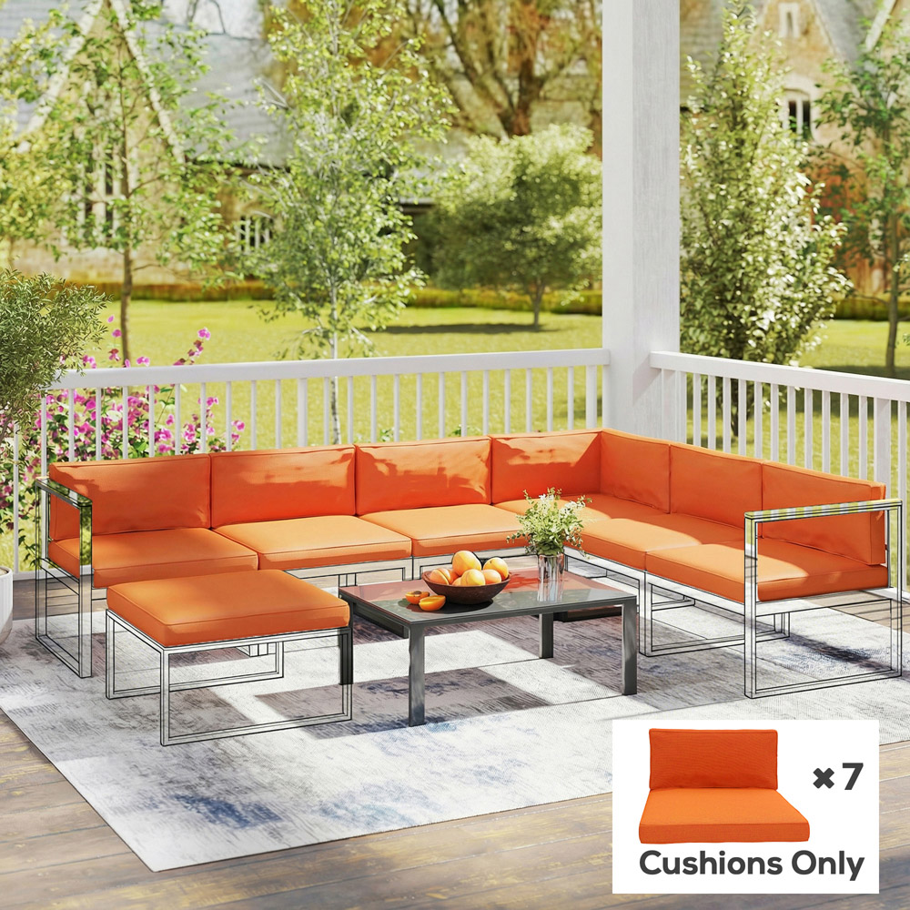 Outsunny 14 Piece Orange Garden Furniture Replacement Cushion Set Image 7
