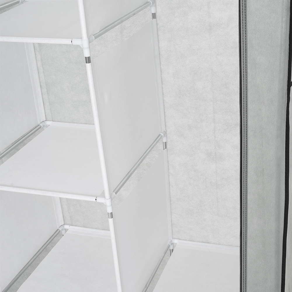Living and Home 8 Shelf Silver and Grey Portable Fabric Wardrobe Image 3