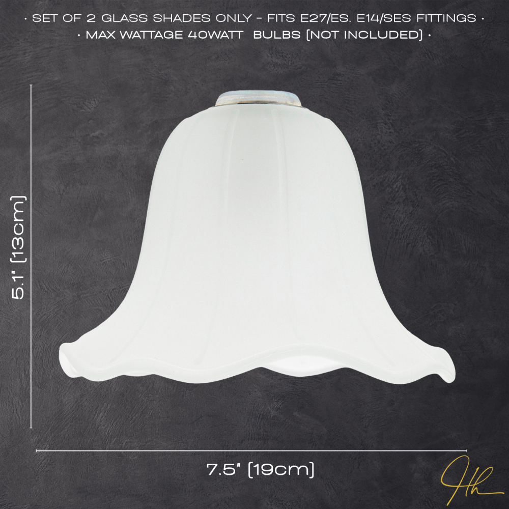 Happy Homewares Frosted White Lined Glass Shade 2 Pack Image 8