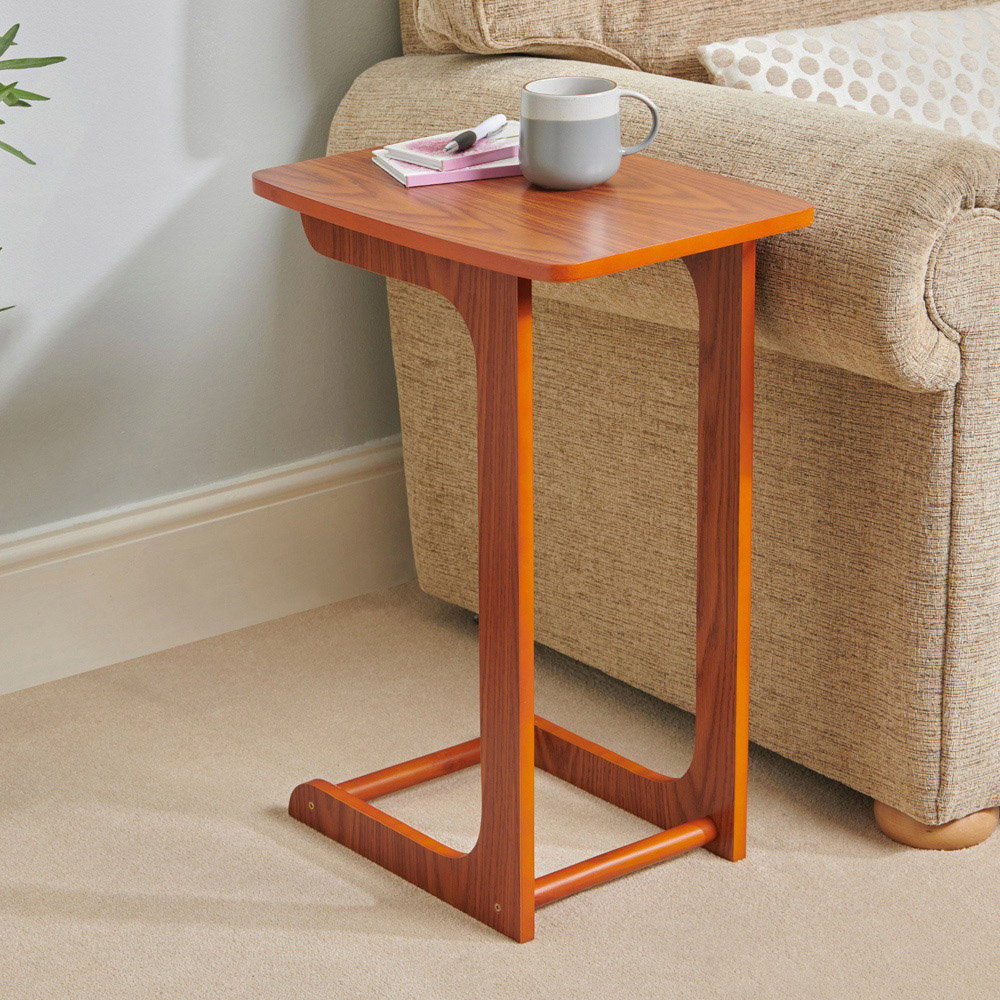 Greenhurst C Shaped Oak Sofa Side Table Image 4