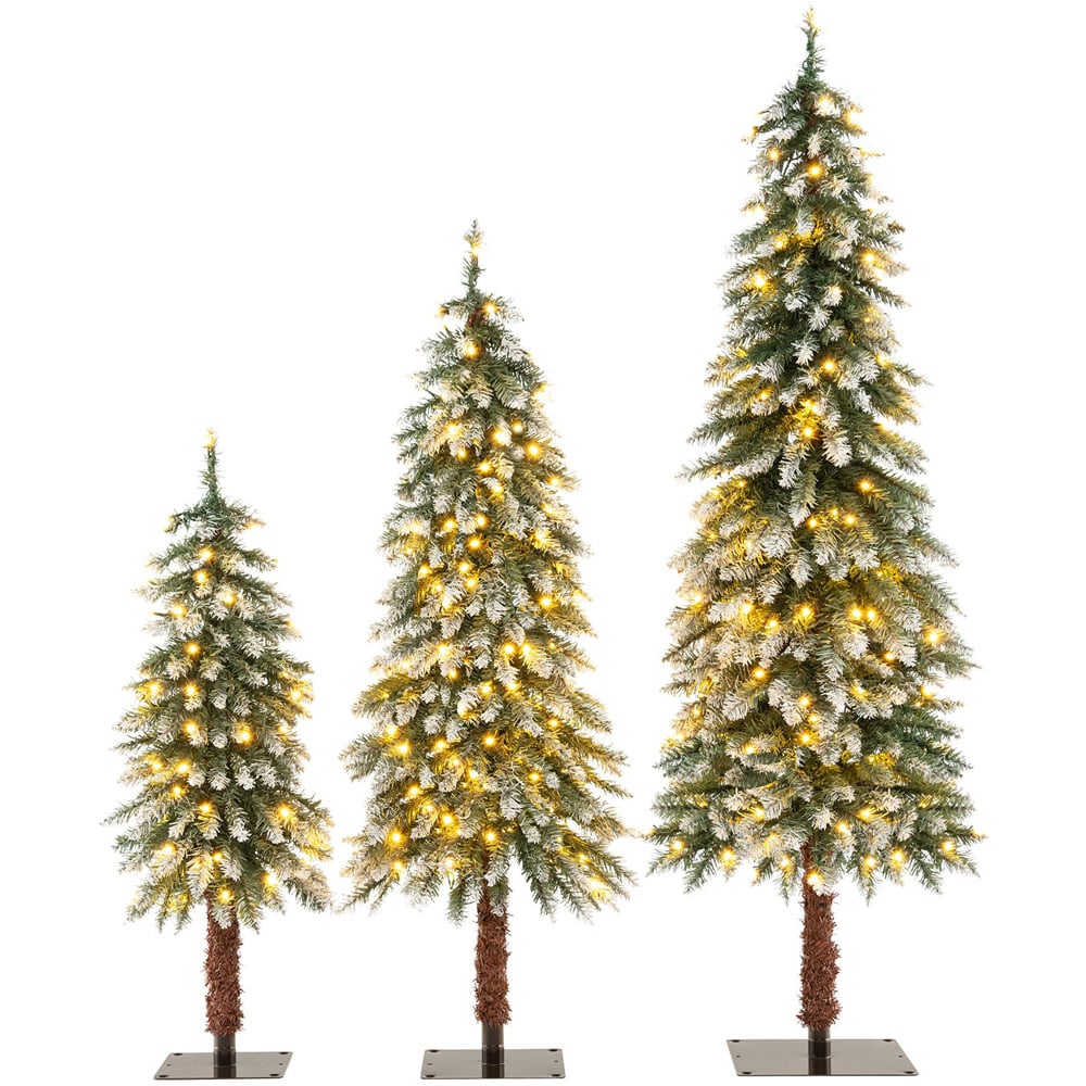 Costway Pre Lit Warm White LED Artificial Christmas Tree 3 Pack Image 1