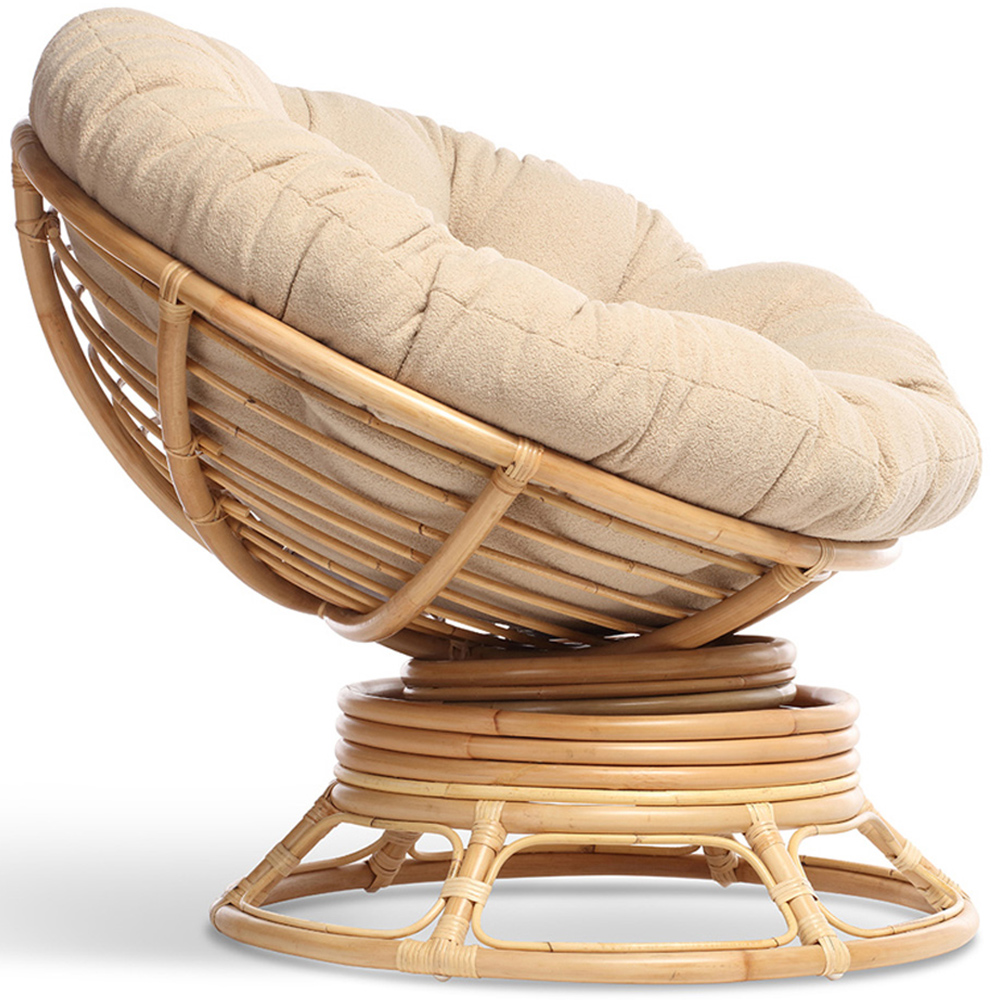Desser Papasan Natural Rattan Rocking Chair with Boucle Latte Cushion Image 4