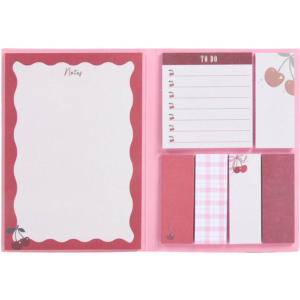 wilko Cherry Check Sticky Notes Pink Image 2