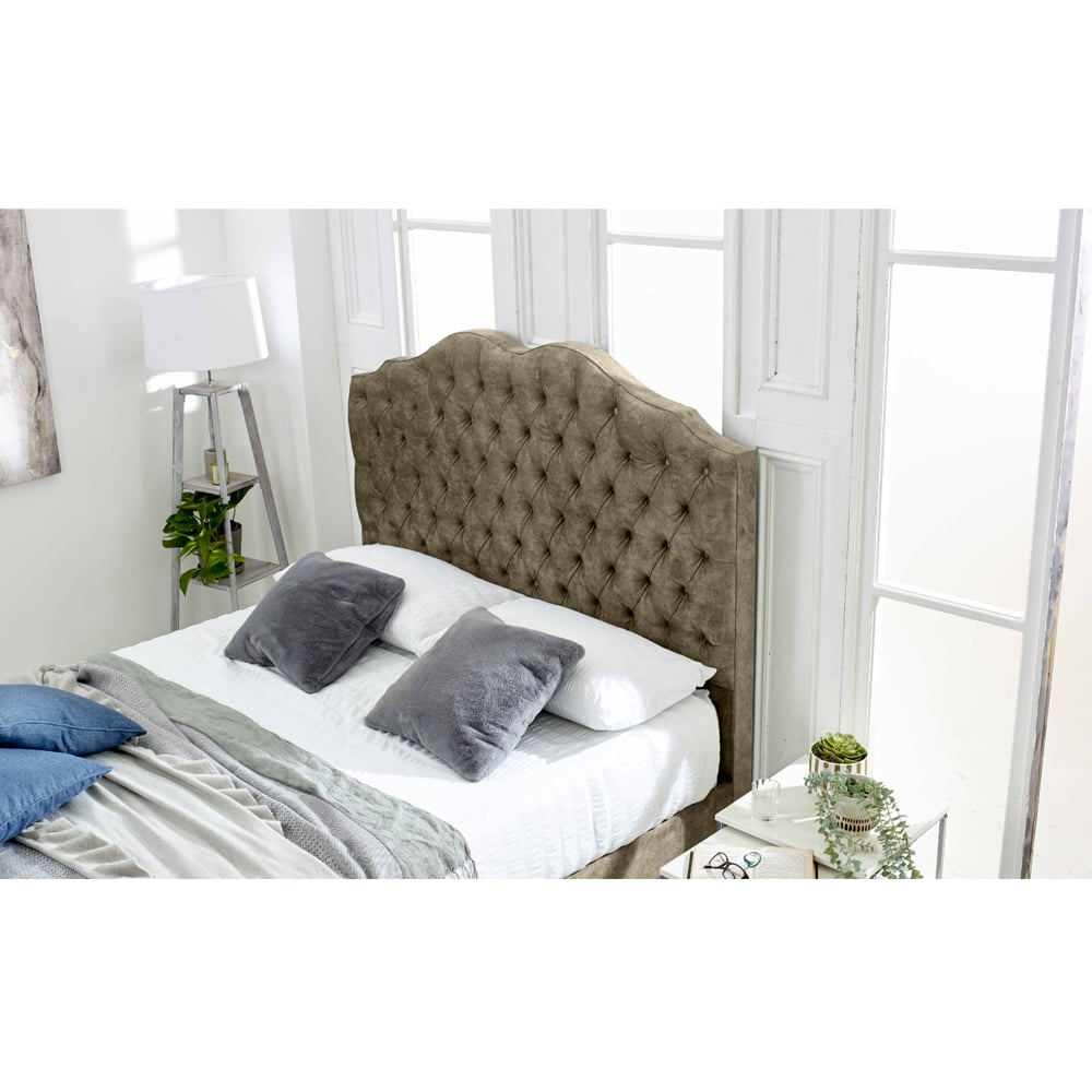 Eleganza Kenwood Single Grey Marble Fabric Bed with Waved Headboard Image 3