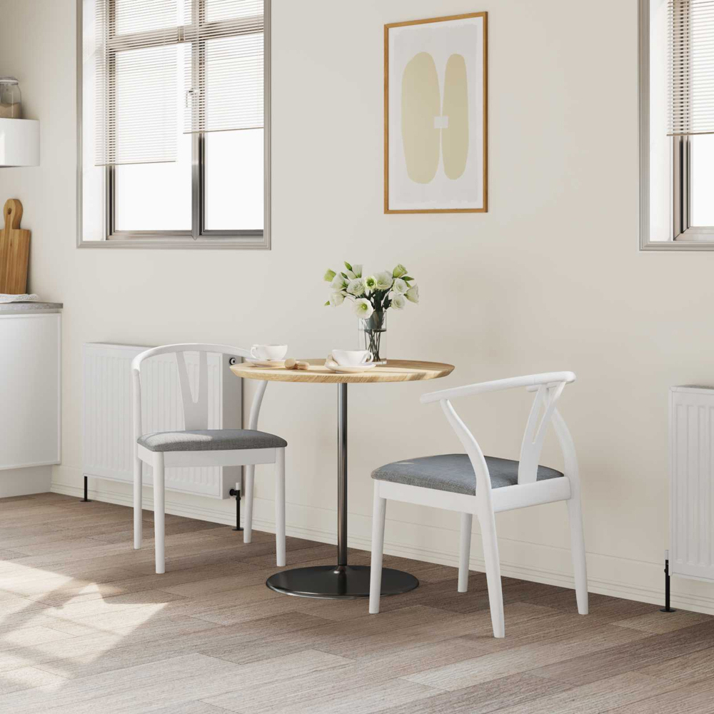 vidaXL Set of 2 White and Grey Rubberwood Curved Vintage Dining Chairs Image 9