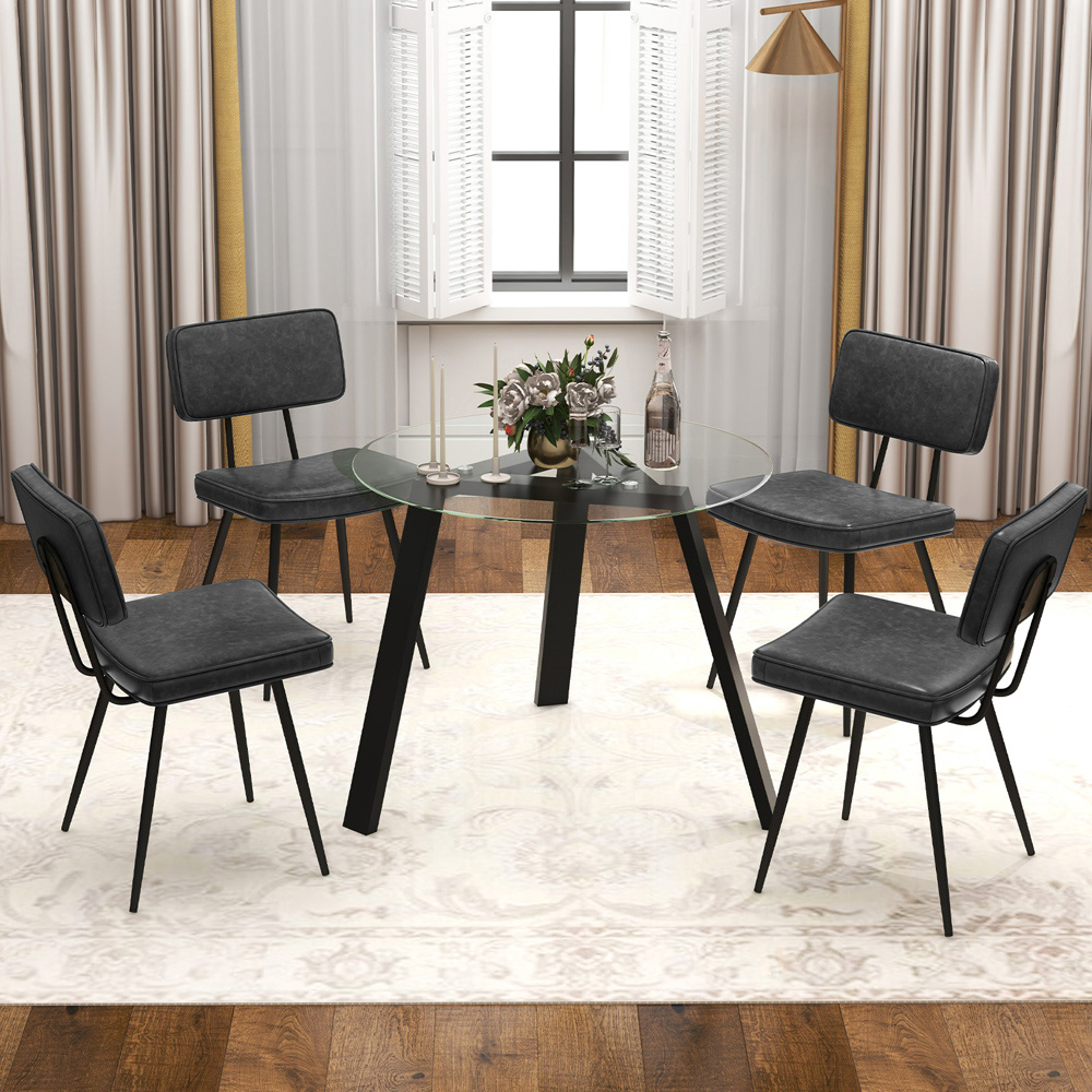 Costway Set of 2 Black Faux Leather Upholstered Dining Chairs Image 4