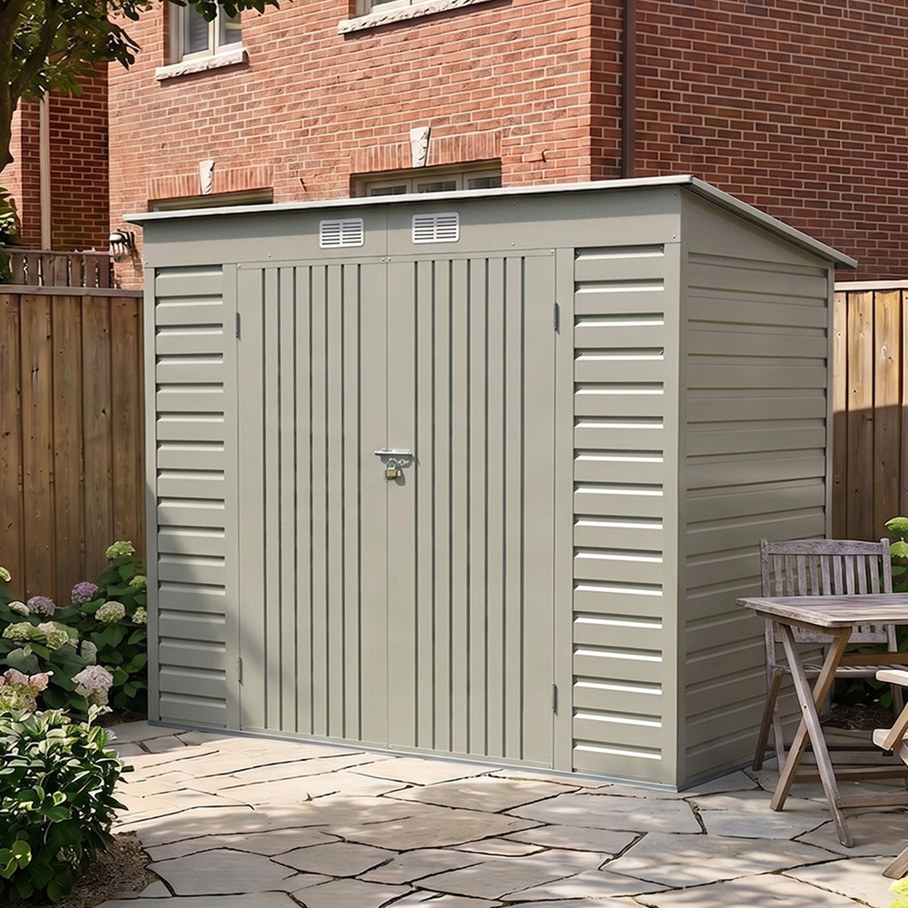 Living and Home 8 x 4ft Grey Pent Garden Storage Shed Image 8