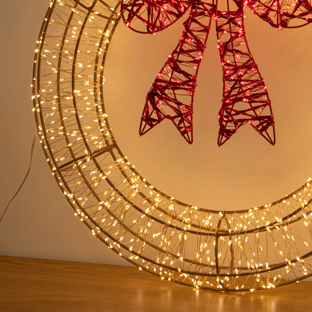 Samuel Alexander 1440 Warm White LED Light-Up Galaxy Christmas Wreath with Bow 50cm Image 3