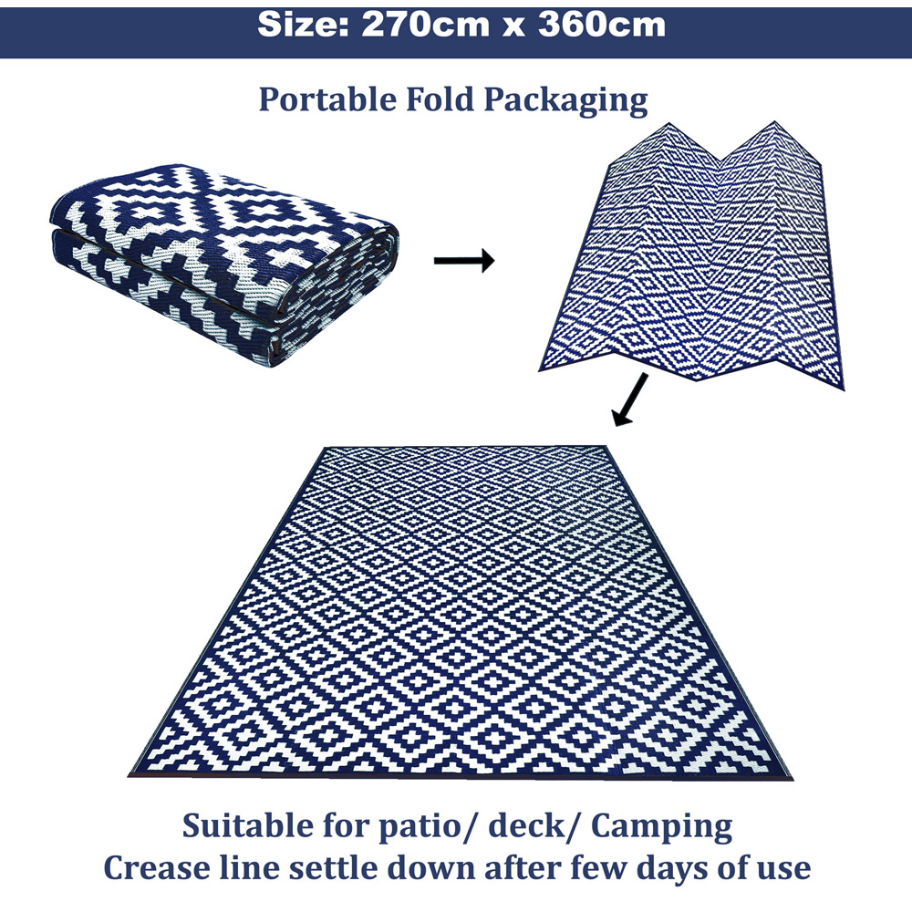 Green Decore Bliss Navy Blue and White Camping and Picnic Rug 270 x 360cm Image 9