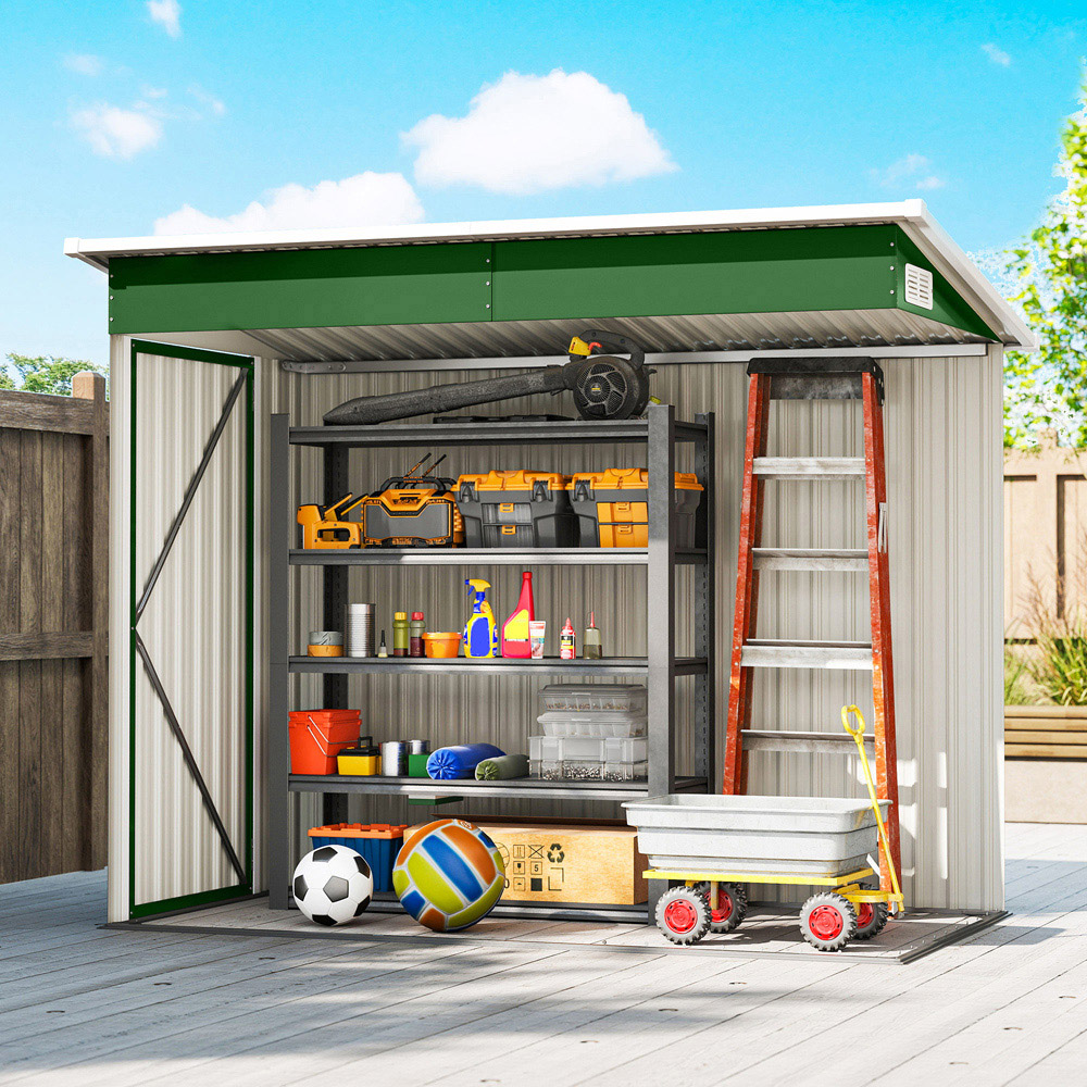 Outsunny 7.5 x 4ft Green Galvanised Steel Garden Storage Shed Image 4