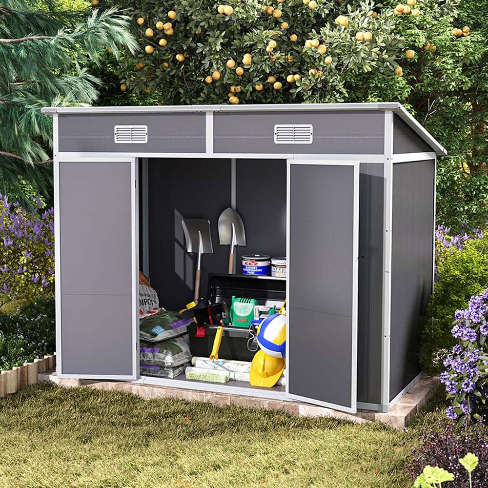 Living and Home 7.4 x 3.7ft Outdoor Plastic Garden Storage Shed Image 2