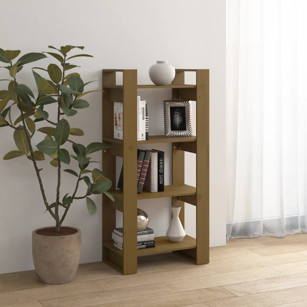 vidaXL 4 Shelf Honey Brown Solid Wood Bookcase Image 7