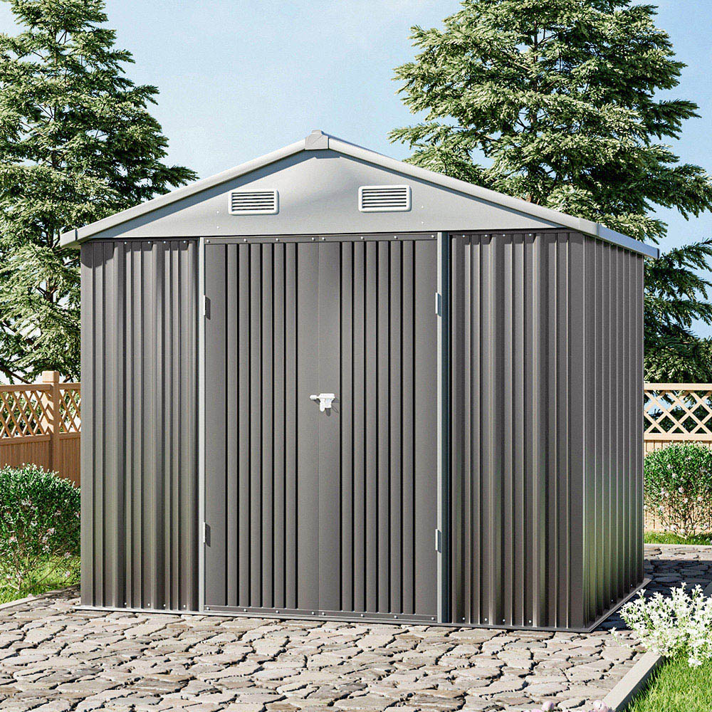 Living and Home 6 x 7.5ft Lockable Door Outdoor Metal Storage Shed Image 3