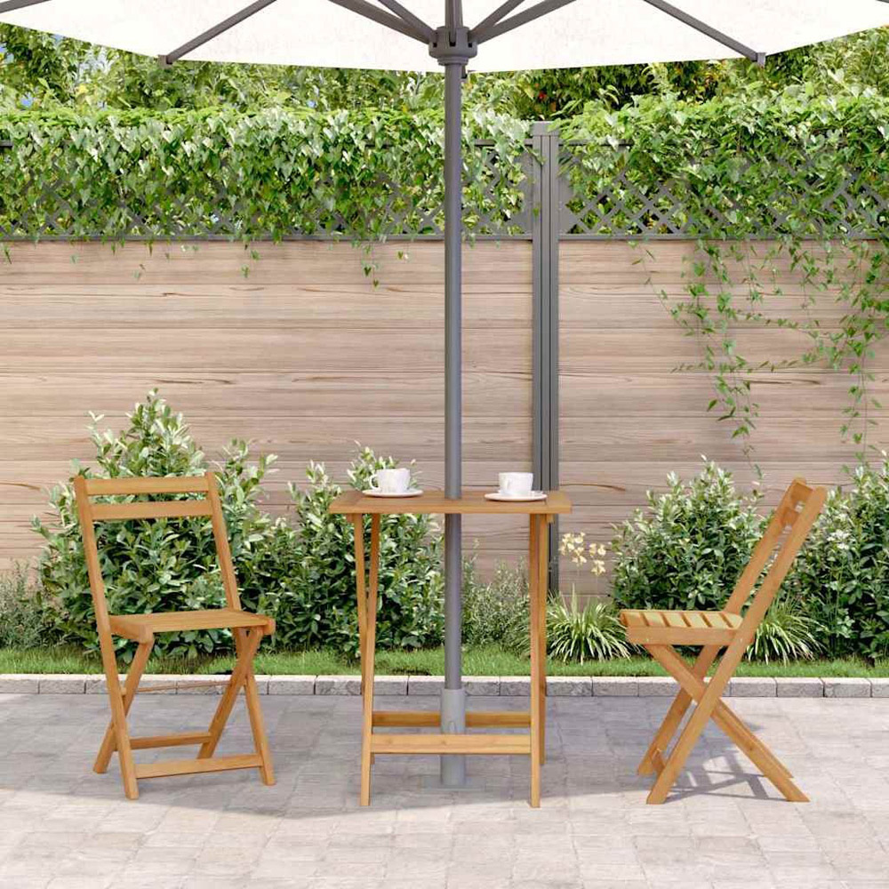 Walplus 2 Seater Natural Solid Acacia Wood Foldable Garden Table Image 7